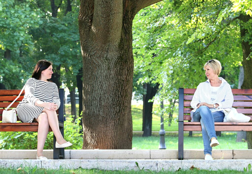 time to talk about mental health on a park bench